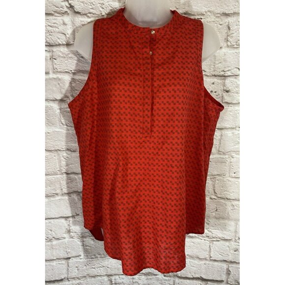 Armani Exchange Tops - AX Armani Exchange Womens XL Linen Blend Tunic Tank Top Red Blue Hi Low 9768